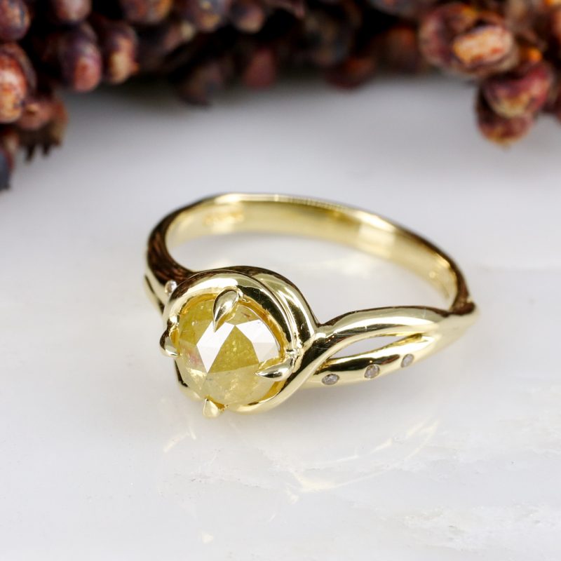 18ct yellow gold and 1ct yellow rose-cut diamond woodland ring