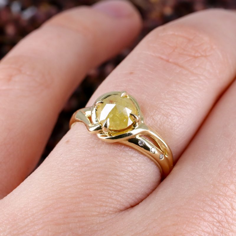 18ct yellow gold and 1ct yellow rose-cut diamond woodland ring