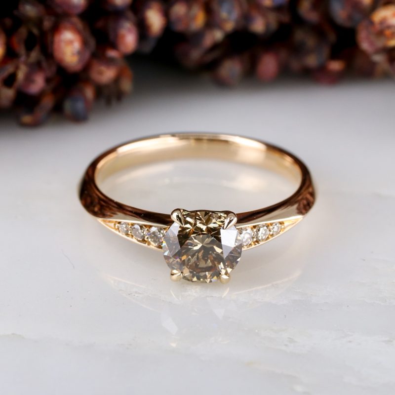 18ct rose gold champagne diamond coco solitaire ring