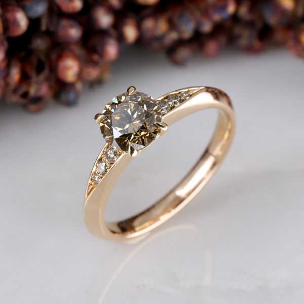 18ct rose gold champagne diamond coco solitaire ring