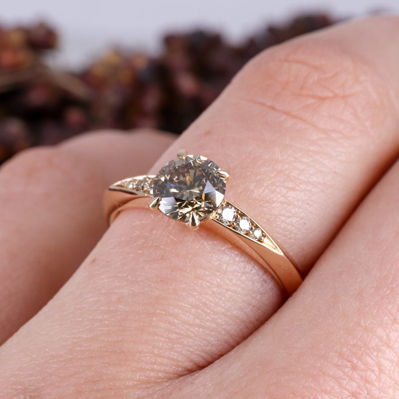 18ct rose gold champagne diamond coco solitaire ring