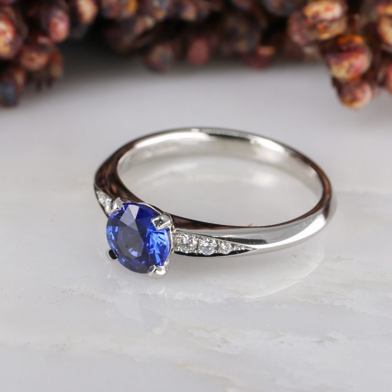 Platinum 1ct blue sapphire coco solitaire ring