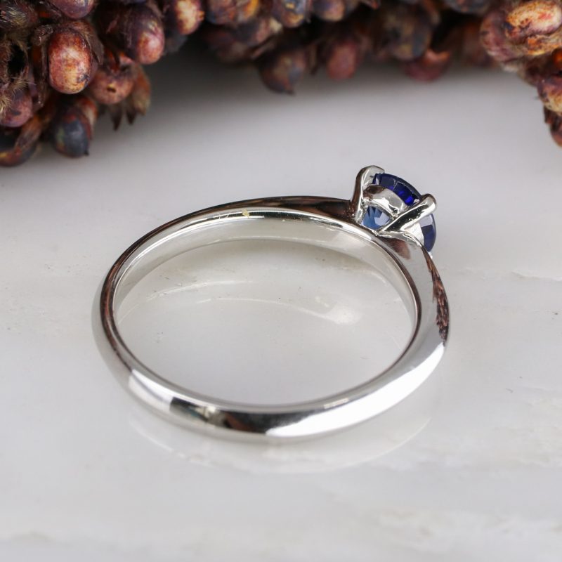 Platinum 1ct blue sapphire coco solitaire ring