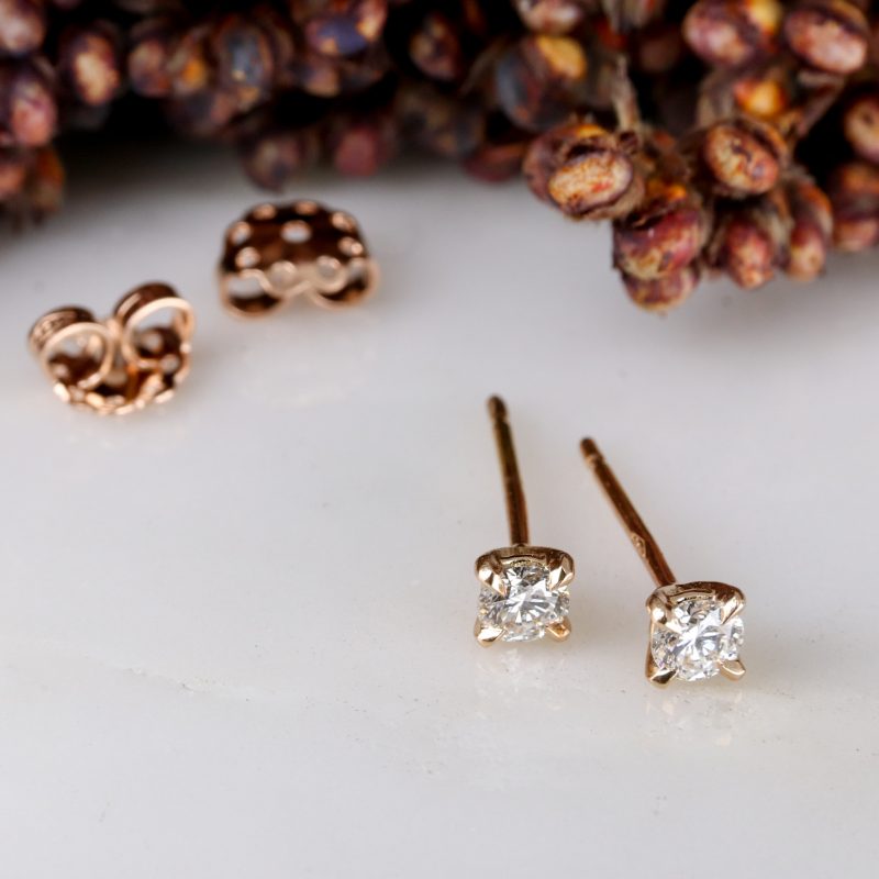 18ct rose gold and white diamond coco earstuds