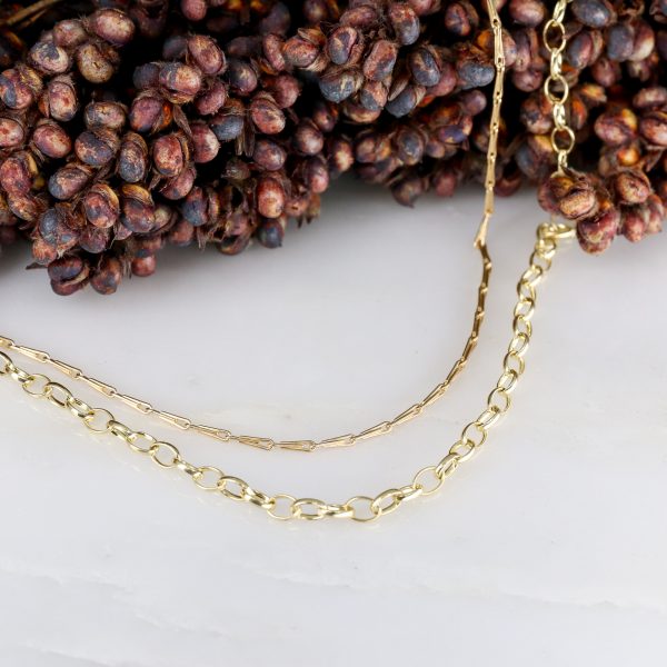 9ct yellow gold double chain necklace