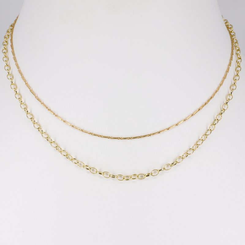 9ct yellow gold double chain necklace