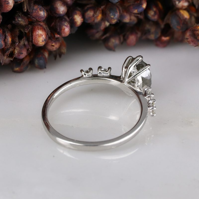 Platinum salt and pepper diamond and white diamond ring