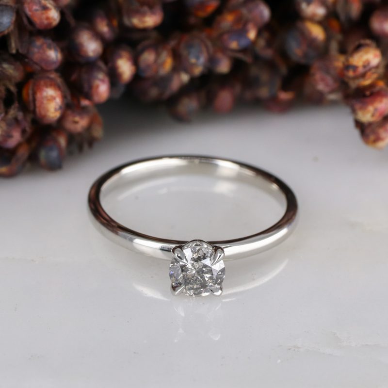 18ct platinum tulip ring with 0.45ct salt and pepper diamond