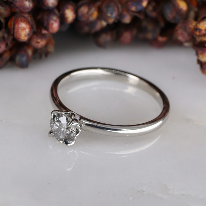 18ct platinum tulip ring with 0.45ct salt and pepper diamond