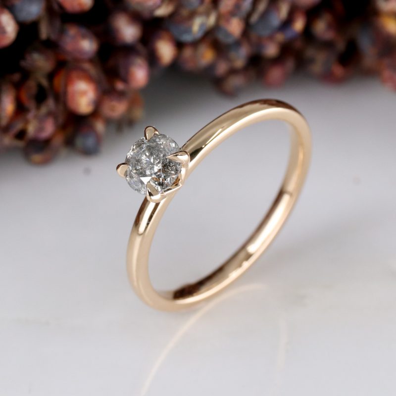 18ct rose gold tulip ring with 0.46ct salt and pepper diamond