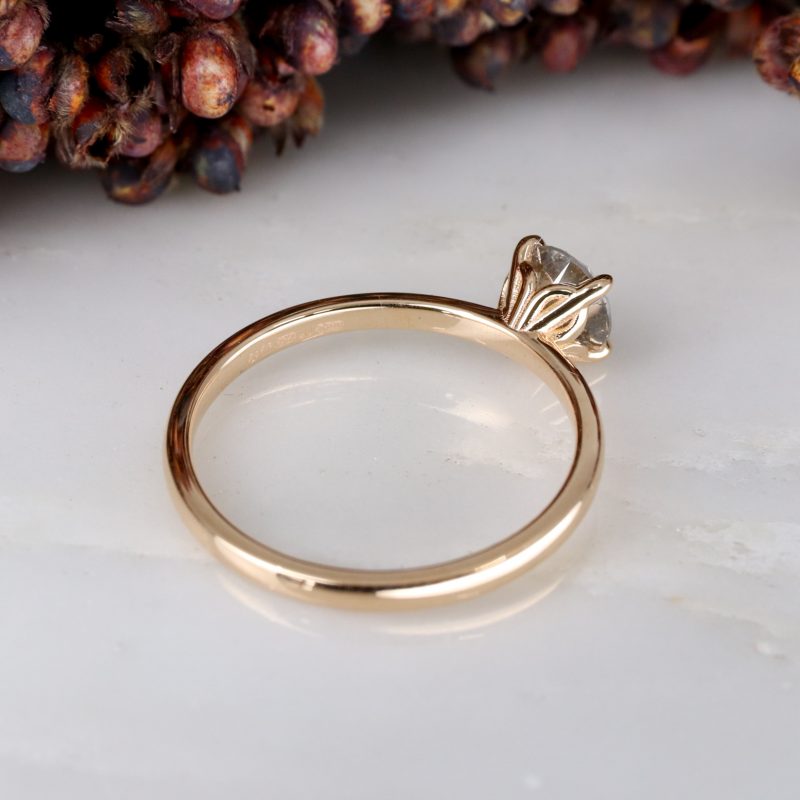 18ct rose gold tulip ring with 0.71ct salt and pepper diamond