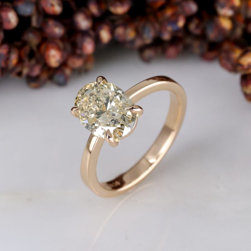 18ct rose gold 2.01ct oval salt and pepper champagne rise ring