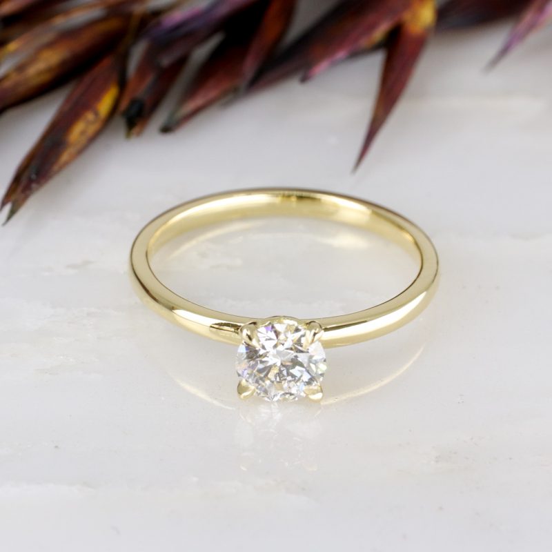 18ct yellow gold tulip ring with 0.57ct lab grown diamond