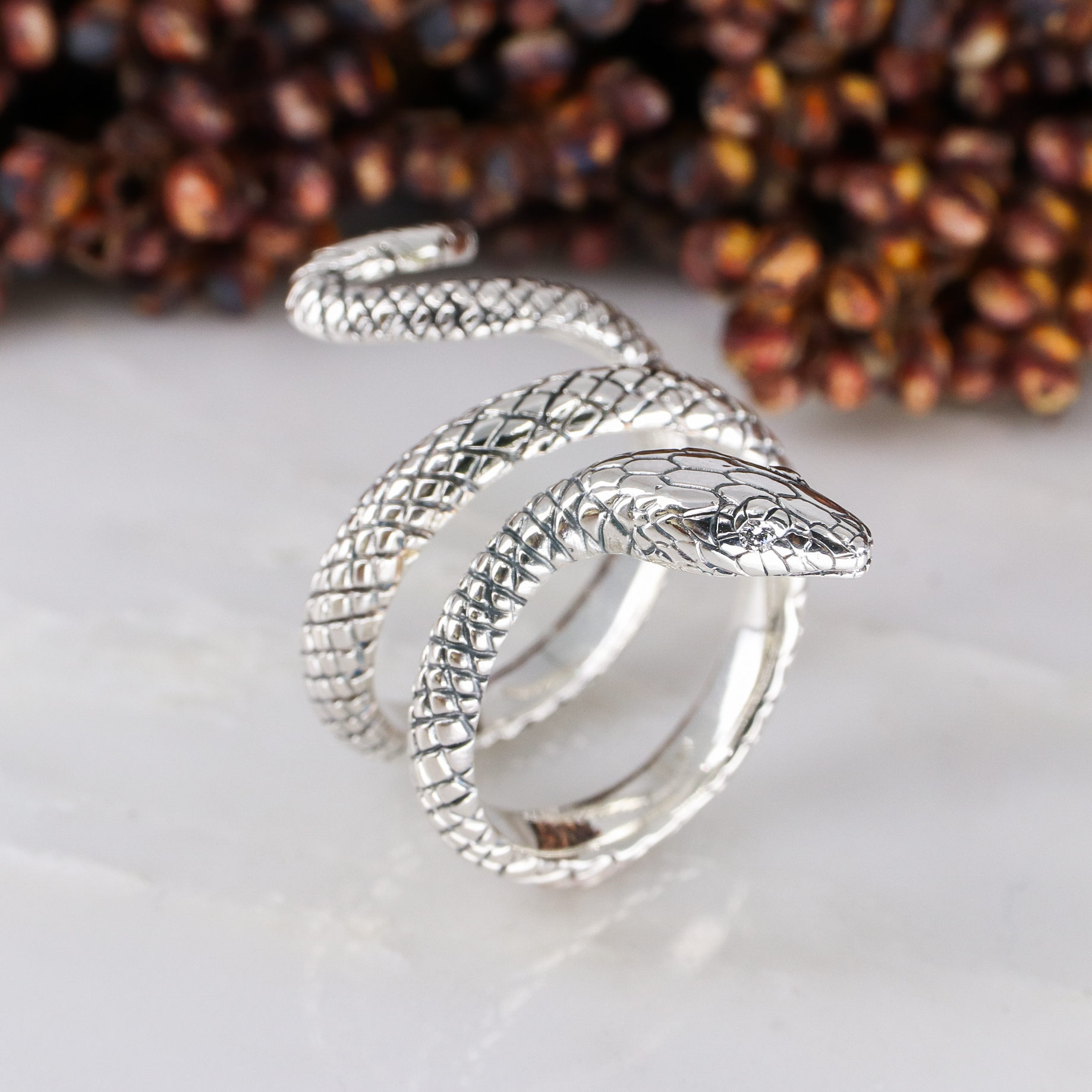 Sterling Silver Adjustable Ring - Snake Ring
