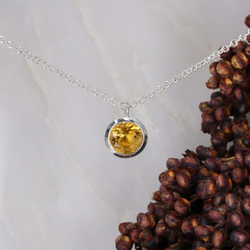 Silver and citrine pendant