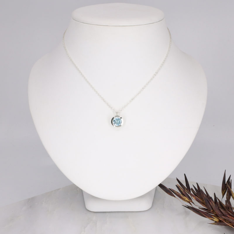 Silver and sky blue topaz pendant