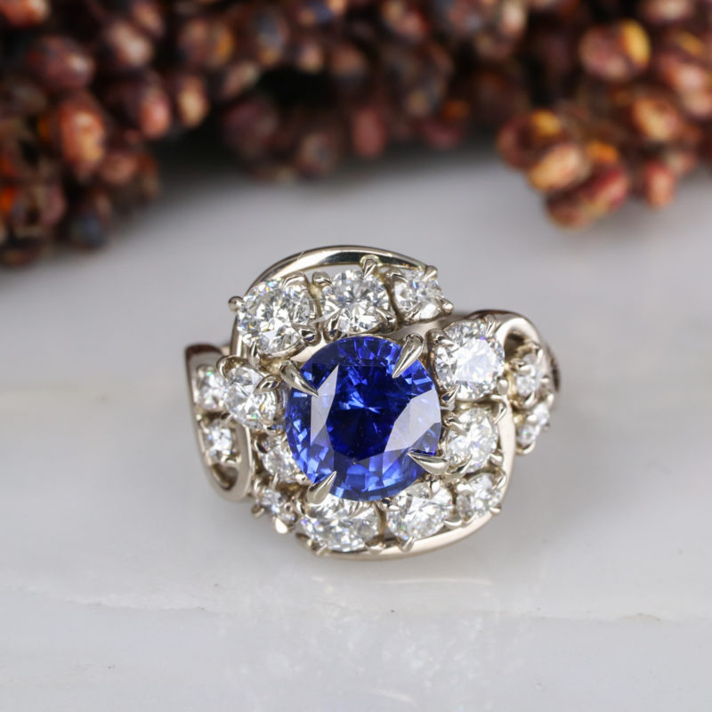 18ct white gold limited edition sapphire and diamond ring