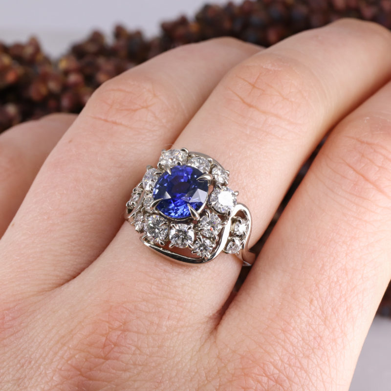 18ct white gold limited edition sapphire and diamond ring