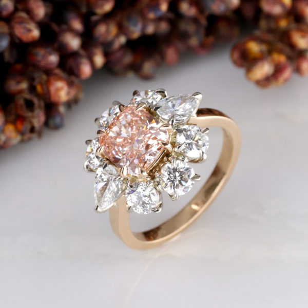 Scott West - Fancy orangy pink diamond solitaire ring — Scott West Diamonds