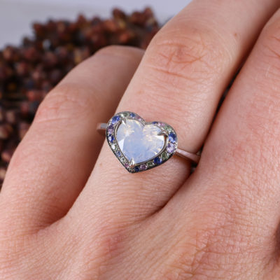 18W - Misfit sapphire heart with pastel rainbow sapphire halo - EXPORT-6 18W - Misfit sapphire heart with pastel rainbow sapphire halo - EXPORT-6