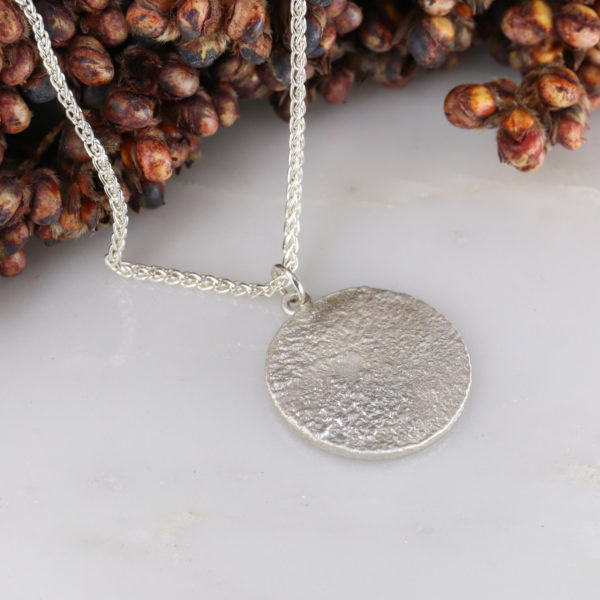 Silver Large Molten disc pendant