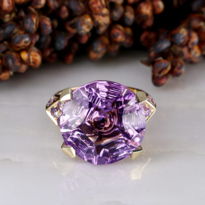 9Y Fancy cut amethyst ring with purple sapphire pave detail - EXPORT-1
