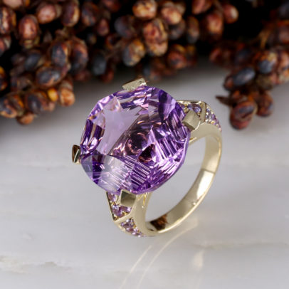 9Y Fancy cut amethyst ring with purple sapphire pave detail - EXPORT-5