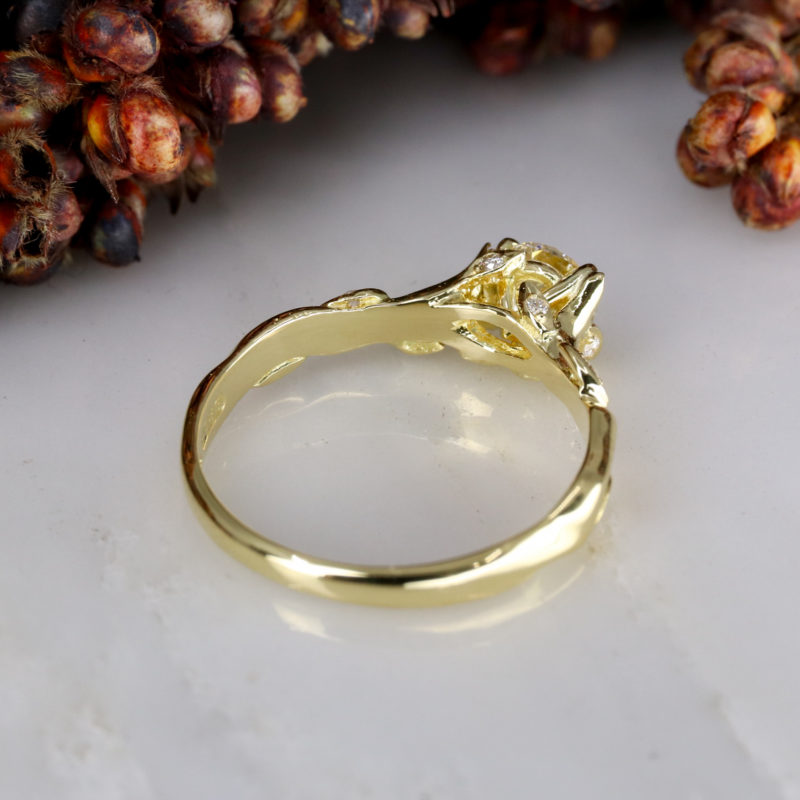 18ct yellow gold 0.51ct white diamond Rose and Thorn engagement ring