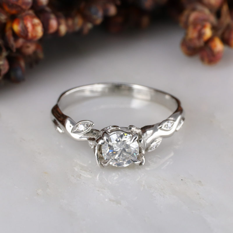 Platinum 0.51ct white diamond Rose and Thorn engagement ring