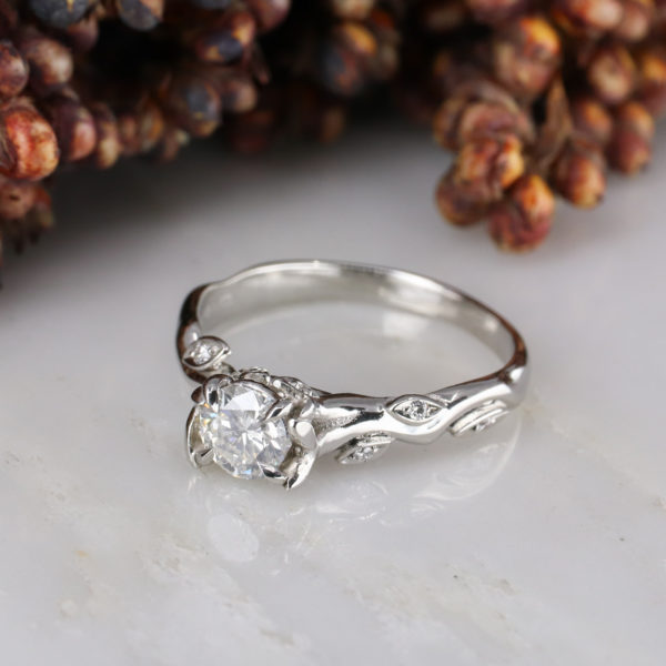 Platinum 0.51ct white diamond Rose and Thorn engagement ring