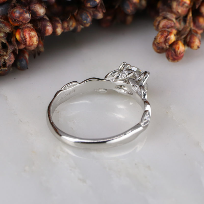 Platinum 0.51ct white diamond Rose and Thorn engagement ring