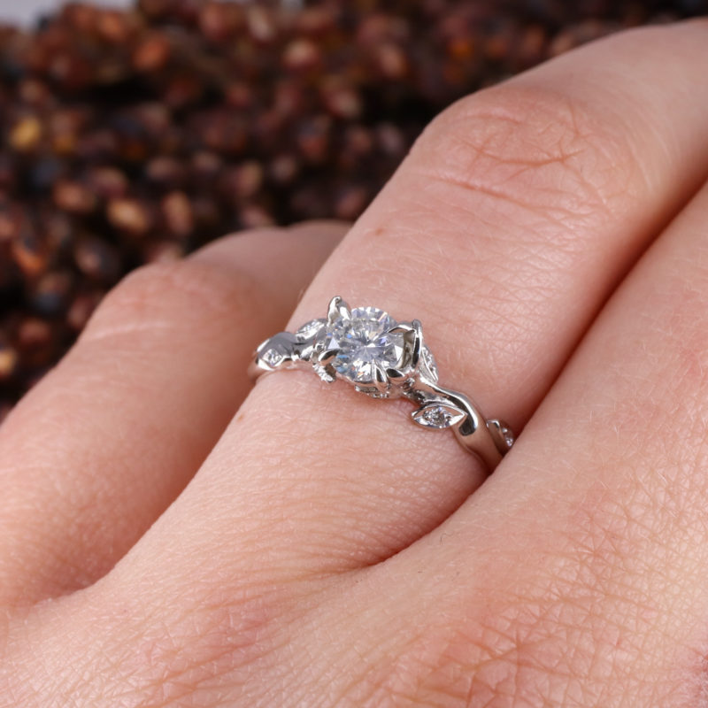 Platinum 0.51ct white diamond Rose and Thorn engagement ring