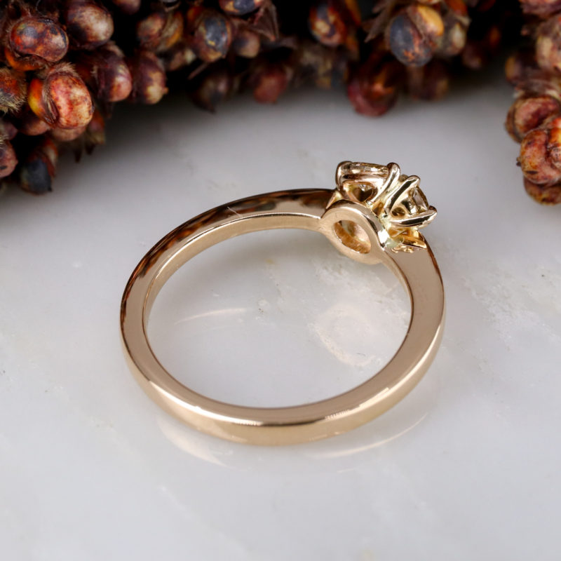 18ct rose gold trilogy cluster with rough and cut brown diamonds