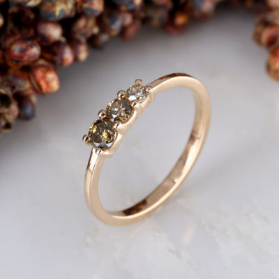 18ct rose gold triple ring with cinnamon diamonds 18ct rose gold triple ring with cinnamon diamonds