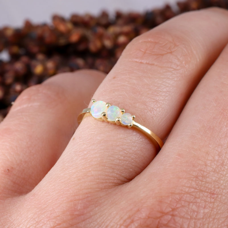 18ct yellow gold triple opal ring
