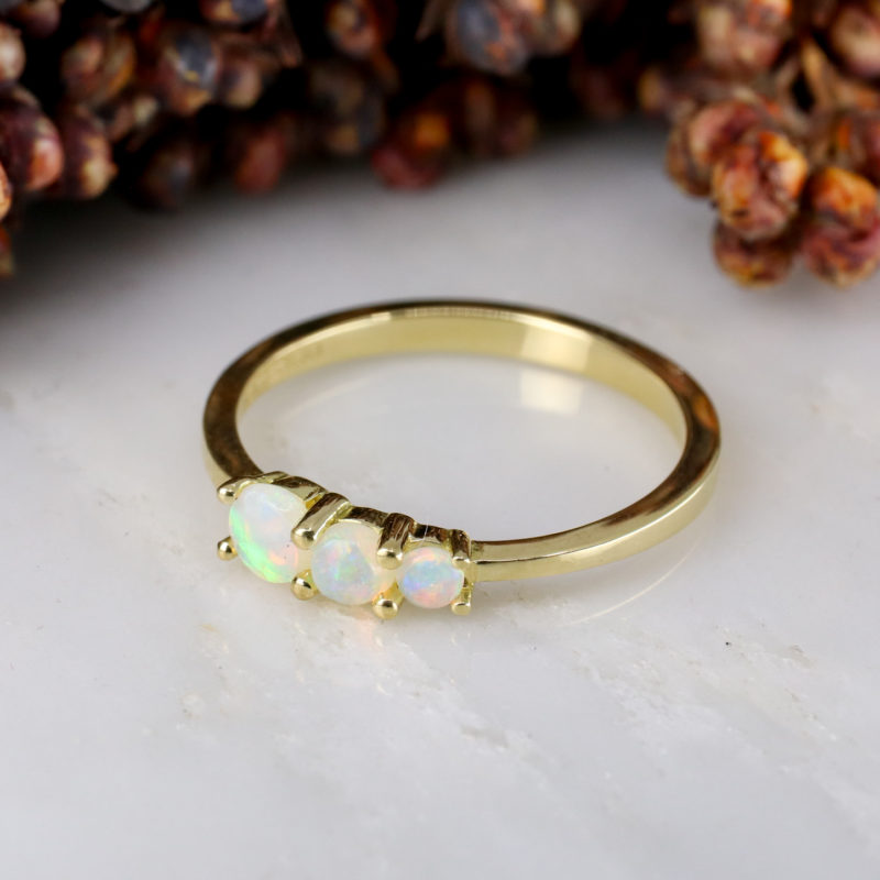 18ct yellow gold triple opal ring