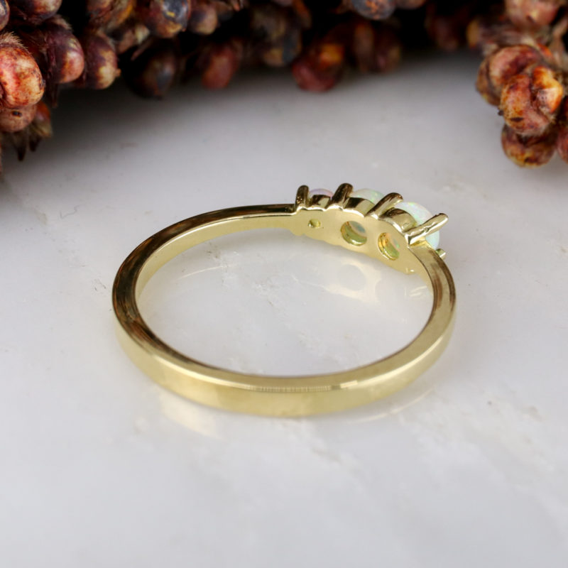 18ct yellow gold triple opal ring
