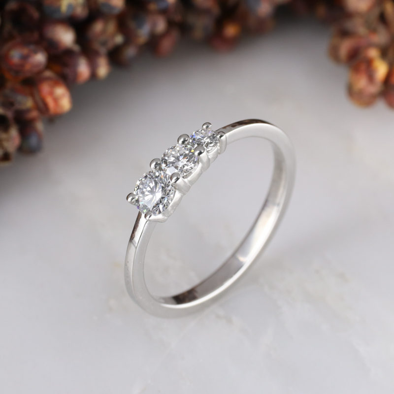 Platinum triple ring with lab grown white diamonds