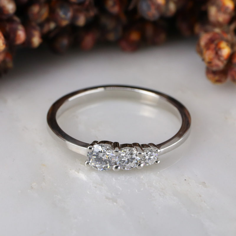 Platinum triple ring with lab grown white diamonds
