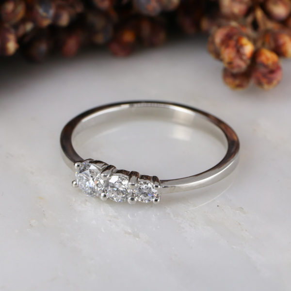 Platinum triple ring with lab grown white diamonds