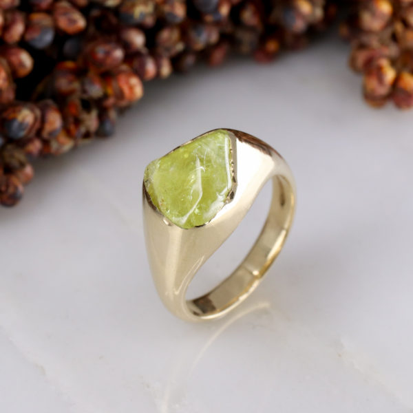 9ct yellow gold Jelly Bean signet ring with Yellow Freeform Sapphire