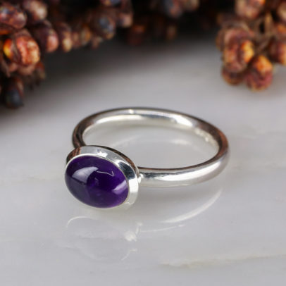 Silver - rubover set 1.49ct cabachon amethyst - EXPORT-2