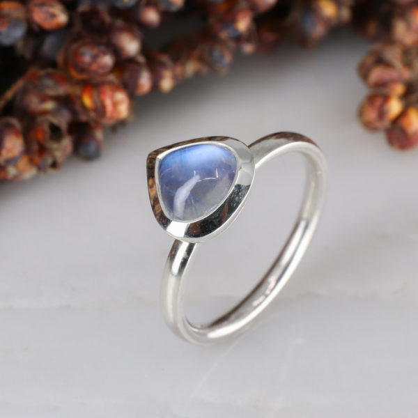 Silver rub-over set Moonstone ring