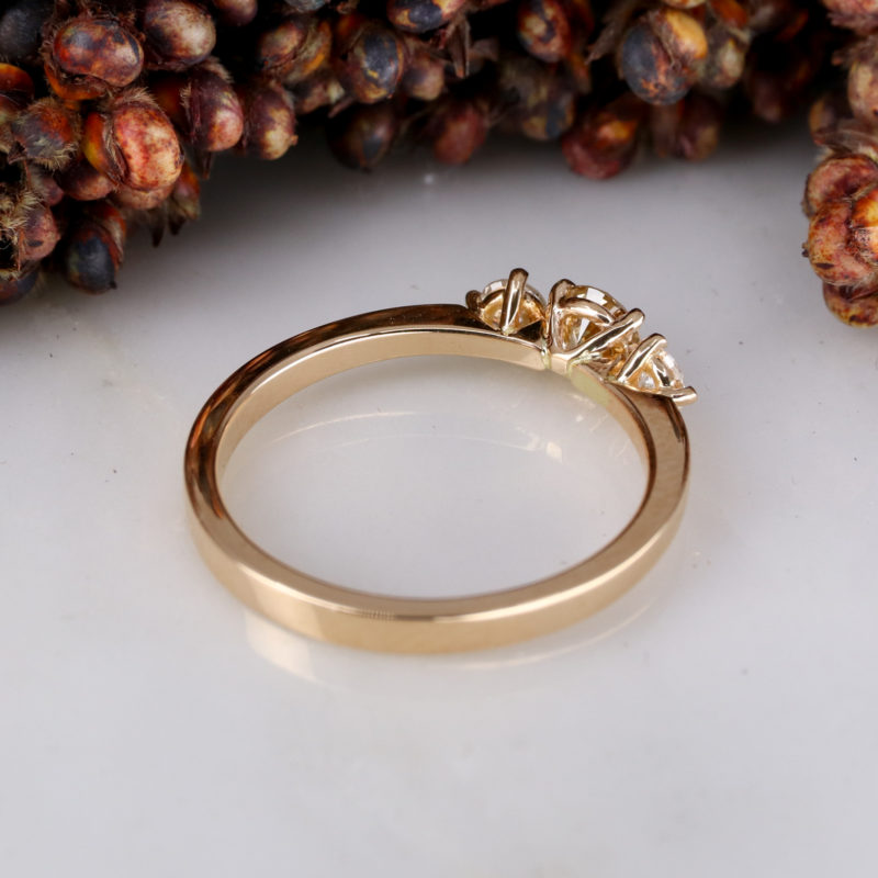18ct rose gold trilogy ring with champagne and white diamonds