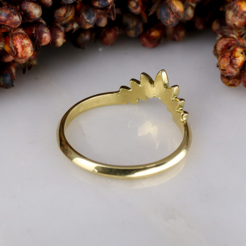 18ct yellow gold Marquise and white diamond fan wedding ring