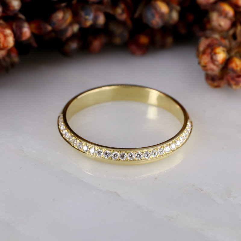 18ct yellow gold and white diamond half (one-edge) Coco eternity ring