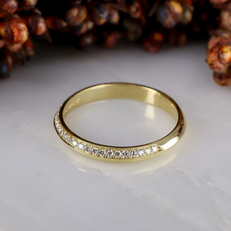 18ct yellow gold and white diamond half (one-edge) Coco eternity ring