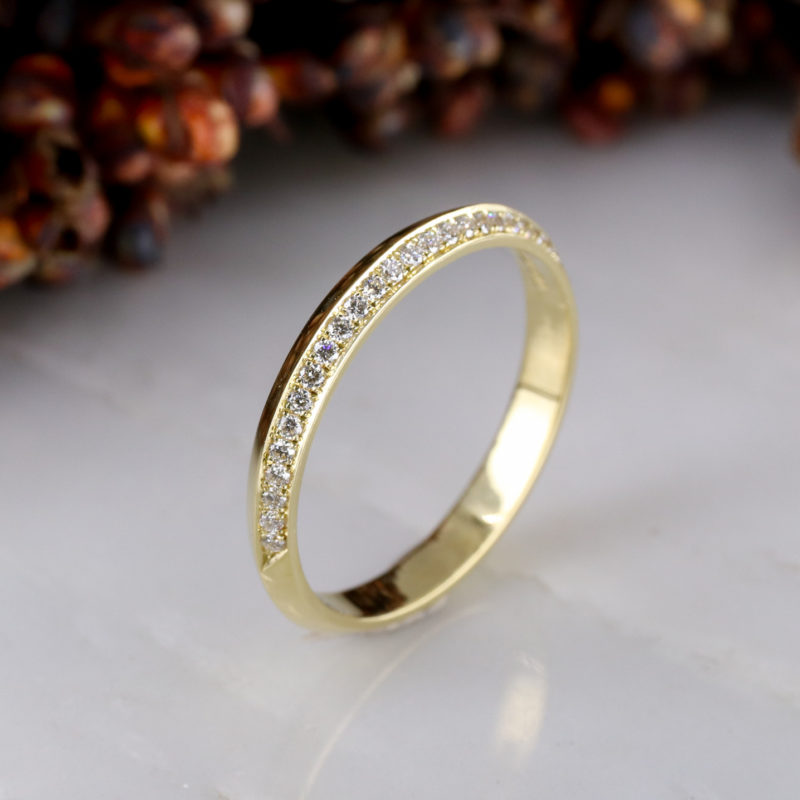 18ct yellow gold and white diamond half (one-edge) Coco eternity ring