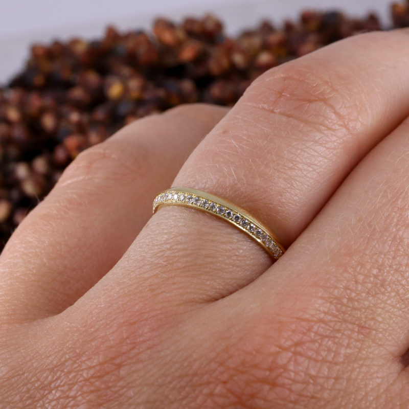 18ct yellow gold and white diamond half (one-edge) Coco eternity ring
