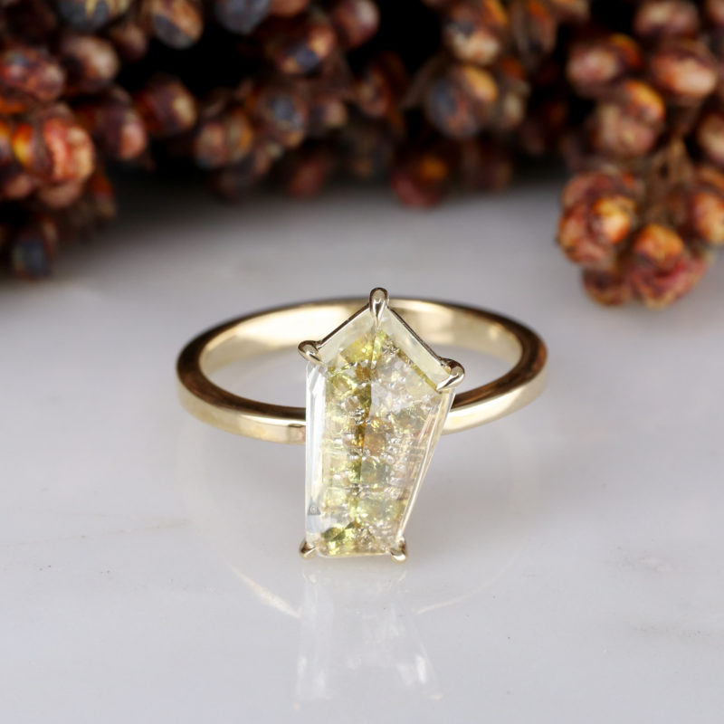 freeform yellow sapphire with hidden pave details